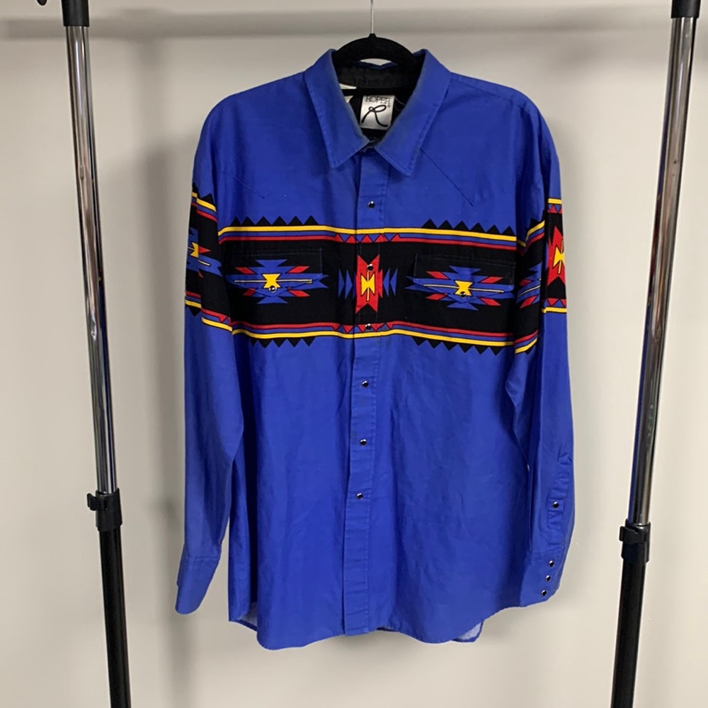 Vintage Roper Southwestern Western Print Shirt Size XL